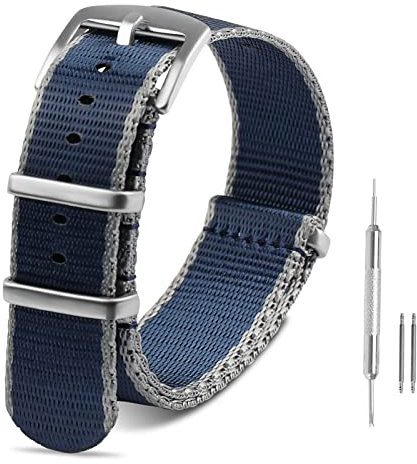 RoYiio Nato Uhrenarmbänder für Anstoßbreite 20mm, Edelstahlschnalle, Bequem Atmungsaktiv, Premium Ballistic Nylonband für Damen und Herren - Tibetisch-Grau