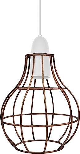 DC VOLTAGE Metal Wire Cage Ceiling Light Shade Easy Fit Lamp Shade, Ceiling Hanging Indoor Pendant Light Lampshade for Living Room, Bedroom, Restarurants (Brushed Copper)