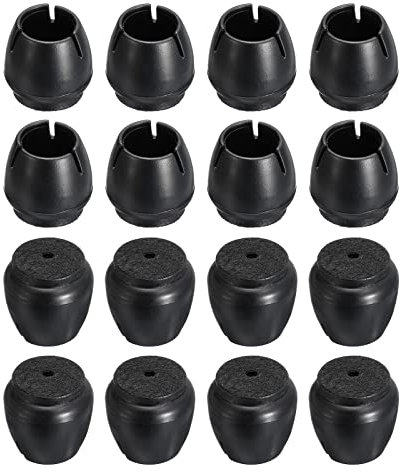 QUARKZMAN Embout Chaise Pied Sol Protecteur, 16pcs 17mm(0.67) PVC & Feutre Chaise Pied Housse Embouts pour Parquet Planchers (Noir)