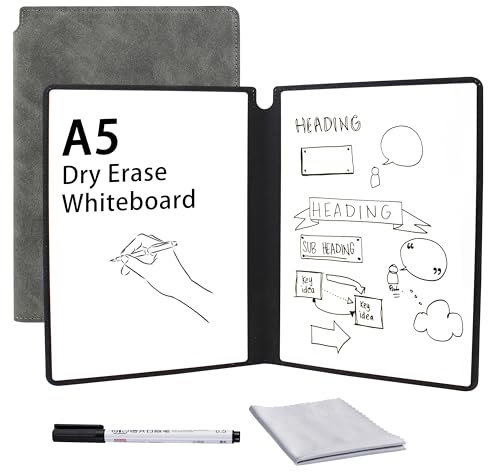OCHYIT Whiteboard-Notizbuch, tragbar, trocken abwischbar, Whiteboard, wiederverwendbar, abwischbar, doppelseitig, Meeting-Notizbuch mit Markerstift, für Büro, Schule, Zuhause