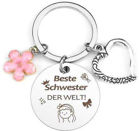QONCV Schwester Geschenk, Schlüsselanhänger Schwester, Geburtstagsgeschenk für Schwester,Beste Personalisierte Schwester Geschenke,Geschenk für Schwester,Weihnachtsgeschenke für Schwester