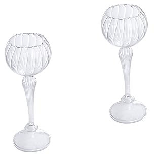 Garneck 2 Pcs European Style Candle Holder Footed Vase Goblet Candle Holder Glass Candlestick Decoration Glass Apothecary Jar Jarrones Decorativos Hand Vase Decorate Tall Feet Dinner Party