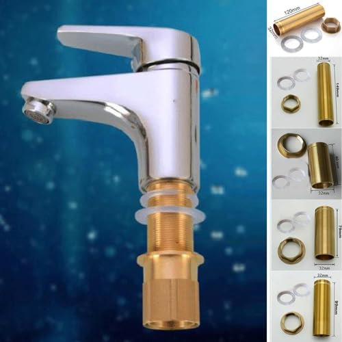 Piezas de instalación de tuercas de tubo de latón roscado, kit de reparación de grifo mezclador de lavabo de cocina, duradero y fácil de reemplazar (M32-150 mm)