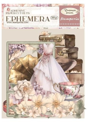 Stamperia International KFT DFLCT38 Stamperia Ephemera Romance Forever Journaling Edition, mehrfarbig, 10 x 21 cm