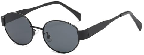 Long Keeper Retro Oval Sunglasses - Metal Round Sunglasses for Women Men Cool Trendy Oval Sun Glasses 90s Vintage Shades UV400 Protection