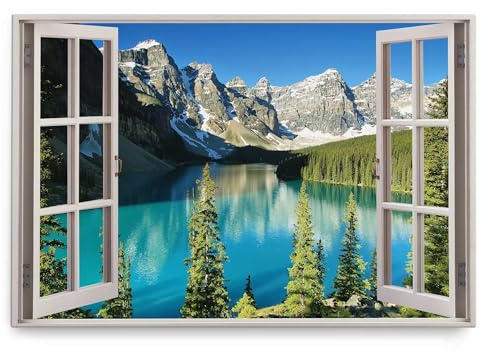 Paul Sinus Wandbild 120x80cm Fensterbild See Bergsee Berge Tannenwald Sommer Sonnenschein