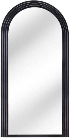 Riess Ambiente Design Wandspiegel Art Deco 160cm schwarz Bodenspiegel rund Ankleidespiegel Flurspiegel Schlafzimmerspiegel Ganzkörperspiegel Garderobenspiegel