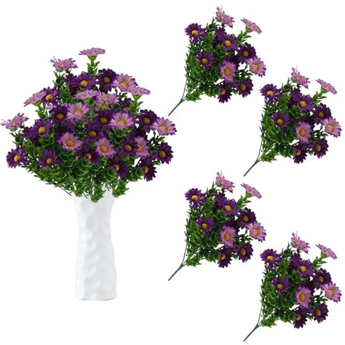 astylishome Artificial Flowers 60 Pcs Daisy Outdoor Plastic Fake Flower Realistic Appearance Decoration Plants for Garden Porch Window Box Indoor Decor Arrangements 0601