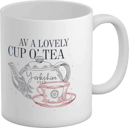 kisoyo Yorkshire Day Mug Lovely Cup O' Tea Funny White 11oz Large Gift Ceramic Cup