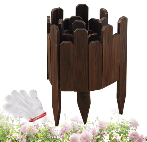 Dawnyard 1 x Holz-Garteneinfassung, Holzzaun, dekorative Landschaftseinfassung, für den Außenbereich, Holzzaun für Hof, Baum, Blumenbeet, Einfassungen