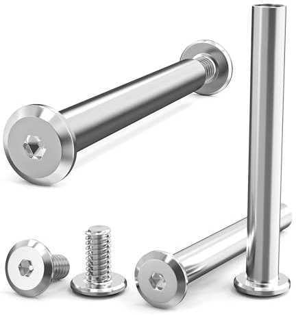 ORTAVA 10 Stück Verbindungsschrauben M6 x 40 mm (10 x Möbelschrauben, 10 x Hülsenschrauben), Edelstahl A2 V2A Schrankverbinder, Möbelverbinder, Schränken, Holzbrettern