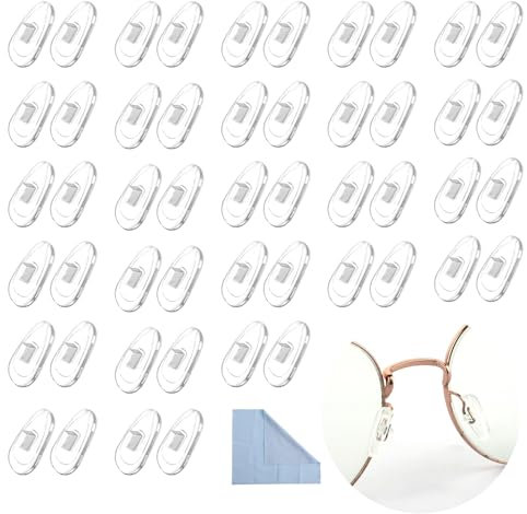 salbsever 25 Paar Nasenpads zum Einstecken,Brillen Nasenpads rutschfeste Brille Nasenpads Brille Zubehör Gläser Nasenpad mit Brillenputztuch