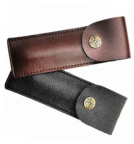 Amosfun 2 Piezas Cuchillo De Talla De Sello Estuche De Cuero Pinzas De Corte Para Extensiones De Pestañas Bolsas Protectoras Para Cortadores Soporte Para Bolígrafos De Pu Cubiertas