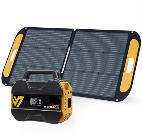 VTOMAN FlashSpeed 300 Estación de Energía Portátil 300W (Pico 600W) con 110W Panel Solar, Batería LiFePO4 de 230Wh, Salida PD USB-C 100W, 6 Tomas Generador Solar para Camping, RV, Pesca