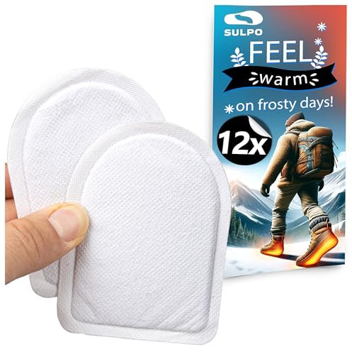 SULPO Beheizbare Sohlen - 12 Paare Wärmesohlen für Schuhe, Luftaktivierte Beheizbare Einlegesohlen, Sofort Einsatzbereit für 8 Stunden Warme Füße - Fußwärmer für Kalte Tage für Kinder