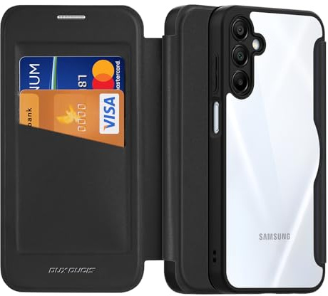 DUX DUCIS Handyhülle für Samsung Galaxy A16 4G/5G Hülle, Premium Flip Leder Klar Stoßfest Schutzhülle Kartenfach mit RFID Flip Case Klapphülle für Samsung Galaxy A16 (Schwarz)