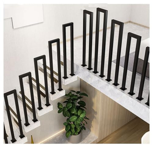 U-förmiges Treppengeländer für Treppen, Eisen-Handlauf für Innentreppen, Geländer, Dachboden, Veranda, Deck, schwarze Handläufe für Außentreppen (95 cm)