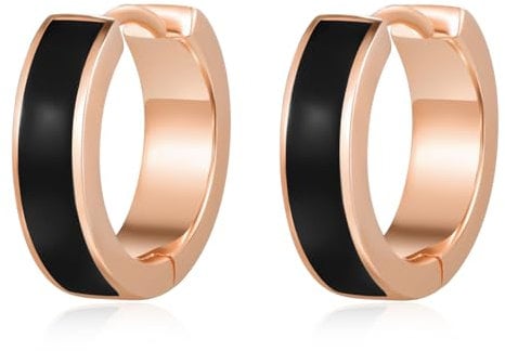 TANGPOET Hoop Earrings 925 Sterling Silver Rose Gold Huggie Earrings Hypoallergenic Sleeper Earring Birthday Jewellery Gifts for Men Women Boys Girls, 12mm