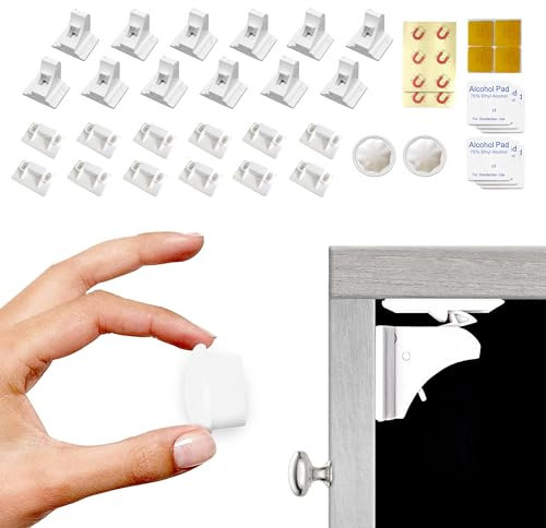 Cupboard Locks for Children - 12 Locks + 2 Keys Magnetic Safety Baby Proofing Cabinet Locks for Cabinets Drawers Doors - Easy Installation No Tools Required