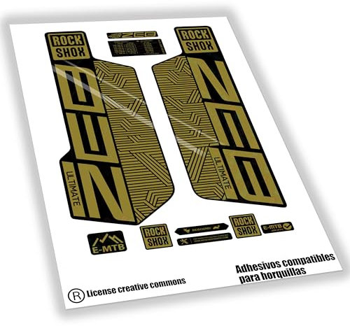 Adesivi WP519 compatibili WITHROCKSHOX Zeb Ultimate 2020-22 adesivi per forcella bici, decalcomanie MTB, AUFFKLEBER, FEDERGABEL (oro)