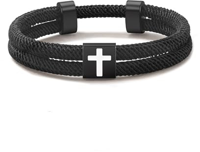 POWWA Kreuz-Armband für Teenager Jungen mit Schön Gestalteter Karte, Ein Geschenk für Besondere Anlässe wie Taufe Kommunion Ostern