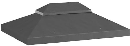 Outsunny Ersatzdach für Pavillon 3 x 4m, wasserdicht PVC Beschichtung Pavillondach, Doppeldach Ersatzbezug für Gartenpavillon, Ersatzteile aus Oxford-Stoff, 370 g/m², Dunkelgrau