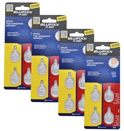 Blufixx 2K-Shot - Zweikomponentenkleber - 4er Set - transparenter Klebstoff für Kunststoff, Keramik, Metall und Holz - 5 Minuten Aushärtung