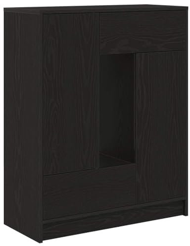 vidaXL Aparador con cajones y Puertas Roble Negro 73x31x90 cm, Armario de Almacenamiento, Mueble aparador, Mueble de Pasillo, Mueble Buffet
