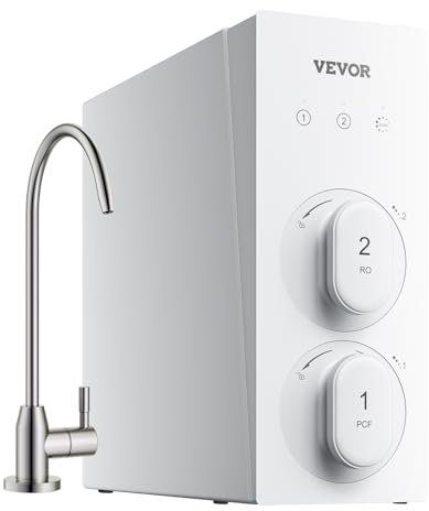VEVOR Sistema de Ósmosis Inversa, Filtro de Agua por Ósmosis Inversa sin Tanque de 8 Etapas de 400 GPD, 2:1 de Pureza al Drenaje, Reduce TDS, Plomo, Cloro, Mal Sabor y Olor, 397 x 137 x 347 mm