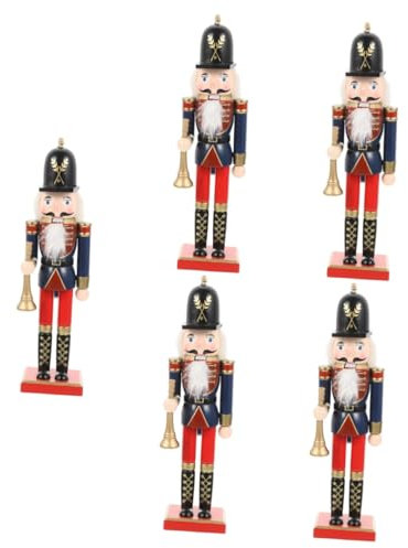 Zerodeko 5pcs Nutcracker Dolls Nutcracker Figure Christmas Figurines Neon Sign Indoor LED Light Christmas Ornaments Room Hue USB Decorations Xmas Decor Wood