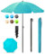Menz Sonnenschirm Balkon + Sonnenschirmhülle - UV50+ Strandschirm 180 cm, Balkonschirm mit Knickfunktion, Gartenschirm, Sonnenschirm Strand - Fb. Türkis