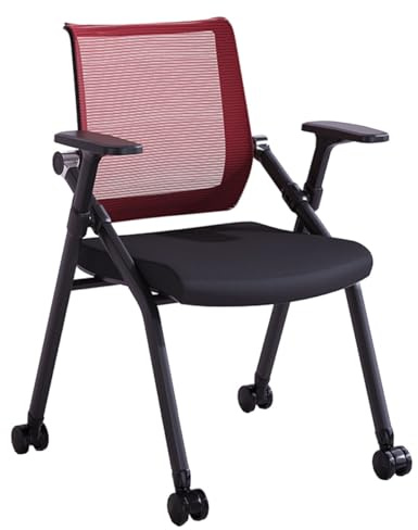 GIZNXBA Klappbarer Computerstuhl Mit Rollen Konferenzstuhl Mit Netzrückenlehne Ergonomischer Bürostuhl Für Mitarbeiter Mit Gepolstertem Sitz Konferenzraumstühle(Black A)