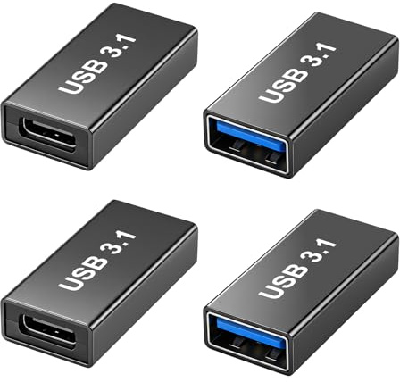Leikedun 4 Stück USB C auf USB 3.1 Adapter, 10Gbps USB C Buchse auf USB A Buchse Adapter, USB 3.1 A auf USB Type C OTG Adapter für USB 3.0, Unterstützt Video und Audio für MacBook, iPhone, Hubs