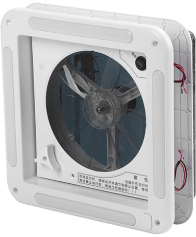 Cryfokt Ventilateur de Ventilation pour Camping-car, Ventilateur de Plafond 2 Voies 12 V avec Lumière LED et Télécommande à 10 Vitesses, en Acier Inoxydable et Couvercle en ABS,