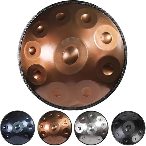 432Hz/440Hz Handpan Drum 9/10/12-Notes 22in Instrument In D Minor Steel Hand Pan Drums For Adults With Soft Bag, Stand(Gold,432HZ/12Not)