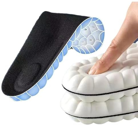 4D-Sports-Einlegesohlen mit atmungsaktivem PU-Memory Foam. Stoßdämpfend, antibakteriell, Geruchskontrolle. Anpassbare Fußunterstützung, Größen S-4XL