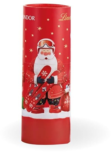 Lindt LINDOR Scatola Regalo Tubo Babbo Natale Cioccolatini Latte 75g | Cioccolato al Latte, Idea Regalo