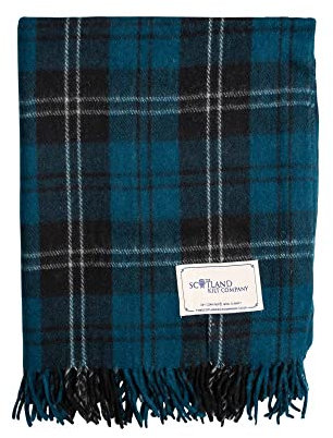The Scotland Kilt Company Reisedecke für die Knie aus Wolle mit Schottenkaro, Ramsay Blue – Fransen an den Kanten, leicht, weich, maschinenwaschbar