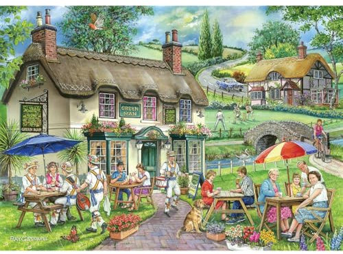 The House of Puzzles - Green Man Jigsaw - Big 500 Piece Jigsaws For Adults, Extra Large Pieces, Artist Illustrated, Scenic Landscape, Deluxe Puzzle Gifts