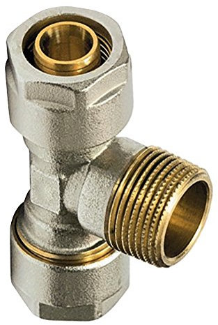 Wiroflex T-Stück inklusive Adapter, Klemmring, 16 x 1/2 x 16 mm, gold/silber/chrom/kupfer, 26345 0