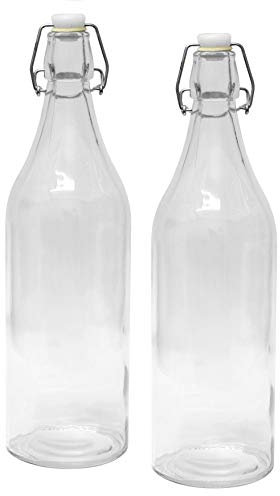 2 x 1000ml / 1 Litre Glass Swing-top Bottle wine beer cider