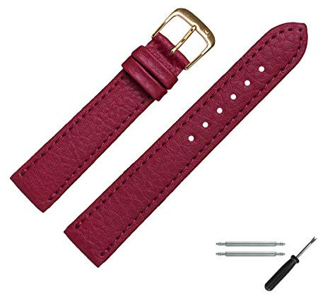 MARBURGER Uhrenarmband 18mm Leder Vegan Rot - Werkzeug Montage Set 5201841000220