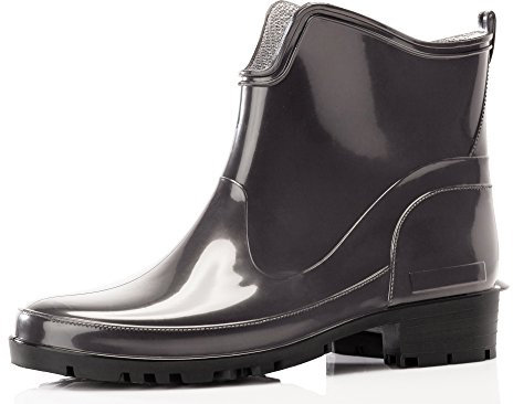 Ladeheid Stivaletti Donna in Gomma PVC Stivaletti Impermeabili da Donna Stivali Corti Eleganti in Gomma per la Pioggia per la Primavera e l'Autunno LA-930 (Grafite 38 EU)