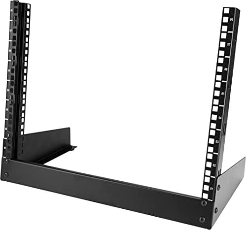 StarTech.com Rack Réseau 8U à Cadre Ouvert - Rack de Bureau 19 à 2 Montants pour Ordinateurs, Équipements Audiovisuels, Médias, Informatiques, Salles de Données et Salles de Serveurs (RK8OD)