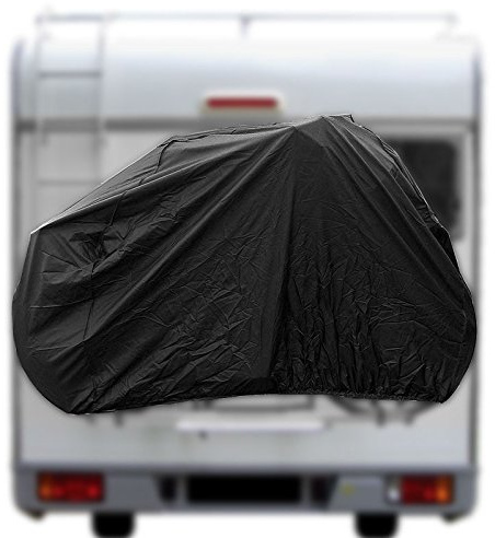 Pro Plus Fahrradschutzhülle für 2 Fahrräder in Schwarz mit Gummizug und Haken für Wohnmobile und Wohnwagen