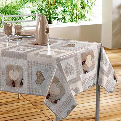 Douceur d'Interieur Décor Line Cosy Herzen Tischdecke, PVC, ohne, 140 x 240 cm