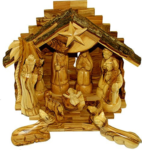 Holylandmarket Olivenholz Stille Nacht Krippe Standard Rustic Top (11 x 9 inches) Braun