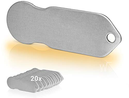 Einkaufswagenlöser Blanko F1 / Schlüsselanhänger Einkaufschip mit Schlüsselfundservice/Abziehbarer Einkaufswagenchip Metall, Chip Einkaufswagen, Key Finder / 20 Stück