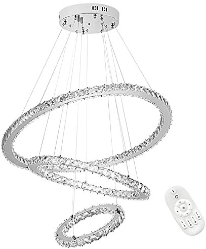 NAIZY 96W LED Kronleuchter Kreative Hängelampe Deckenleuchte Pendelleuchte für Wohnzimmer Flur Schlafzimmer Drei Ringe (Φ: 30cm+50cm+70cm) - 96W Dimmbar [Energieklasse A++]