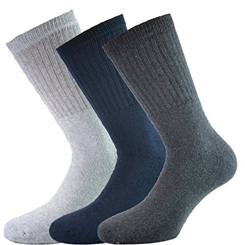 Fontana Calze, 6 paia di calze di spugna fatte in Italia. Blu, Grigie, Antracite taglia 39/42-10,5/11